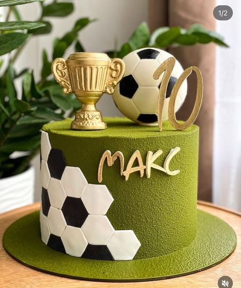 Birthday Cakes Soccer, Sports Birthday Cakes, Soccer Birthday Cakes, Football Birthday Cake, Soccer Cake, Soccer Birthday Parties, Football Trophies, Birthday Cake For Him, Buttercream Cake Decorating