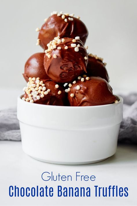 Chocolate Banana Truffles Recipe #glutenfree #truffles Banana Truffles, Gluten Free Truffles, Thanksgiving Goodies, Truffles Recipe, Thanksgiving Time, Fall Recipe, Truffle Recipe, Protein Shake Recipes, Allergy Free Recipes