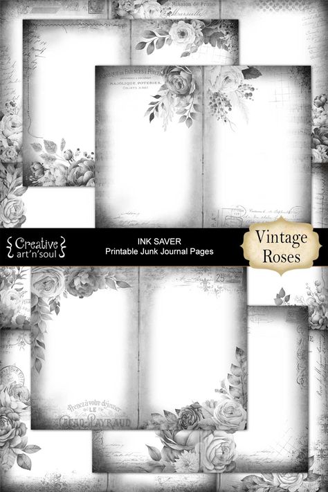 Printable Ink Saver Junk Journal Pages Lined Journal Pages, Printable Journal Pages, Scrapbook Printables Free, Free Vintage Printables, Junk Journal Pages, Printable Journal, Printables Free, Lined Journal, Scrapbook Printables