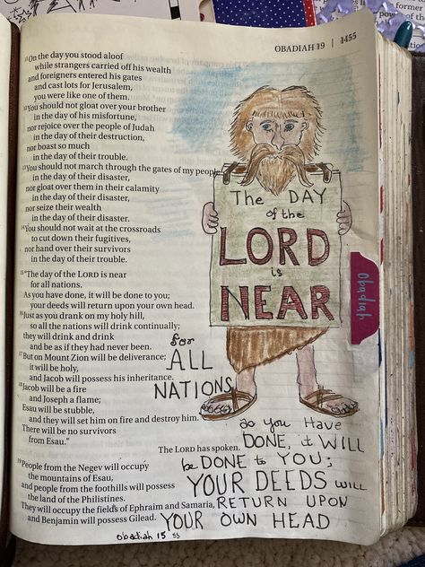 Obadiah Bible Journaling, Creative Bible, Prayer Journals, Journal Notes, Bible Journal Notes, New Bible, Journaling Bible, Bible Notes, Bible Art Journaling