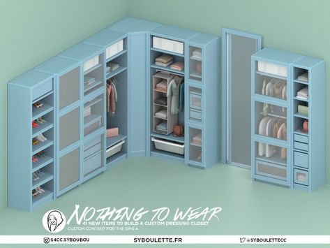 Modular Closet, Furniture Cc, The Sims 4 Cabelos, Modular Closets, Muebles Sims 4 Cc, Sims Packs, Cc Furniture, Sims 4 Bedroom, The Sims 4 Packs