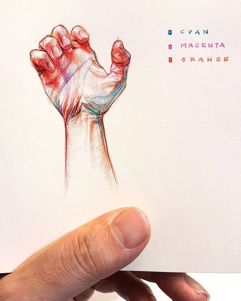 Alberto Russo on Instagram: “🖐 study of the day.. thank you for your kind words during the live! - Colored ballpoint pens on paper - #drawing #dessin #ballpointpen…” Colored Ballpoint Pen Drawing, Pen Colour Drawing, Colored Pen Drawing, Ballpoint Pen Art Sketches, Colour Pen Drawing, Colored Pens Drawing, Ballpoint Sketch, Ballpoint Drawing, Biro Drawing