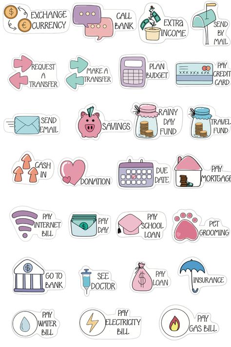 Little Happiness Budget Stickers instagramplanner #plannermensal2024 #goalplanner🗃️. Stickers For Planner Printable, Budget Stickers For Planner, Digital Calendar Stickers, Calendar Stickers Printable Free, Planner Sticker Ideas, Budgeting Stickers, Planner Icon Stickers, Budget Planner Stickers, Digital Journal Stickers