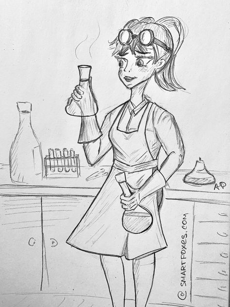 Science experiment , stem, lab girl Chemistry Girl, Stem Girl, Girl Scientists, Science Drawing, Chemistry Art, It Tech, Stem Lab, Girl Drawing Easy, Network Engineer