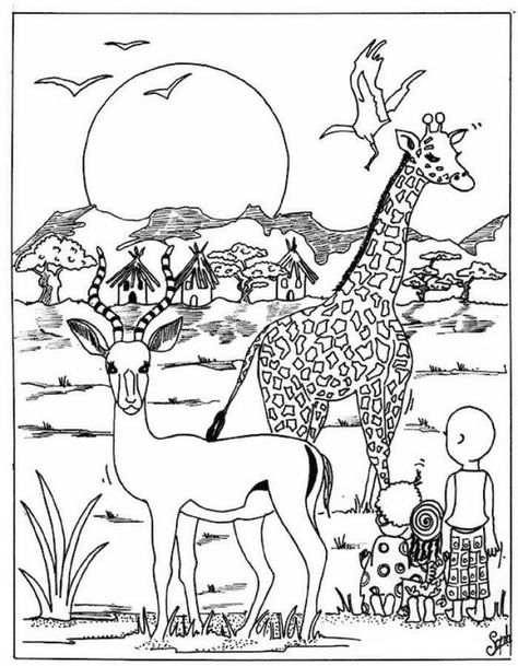 Coloring Pictures Of Animals, Zoo Animal Coloring Pages, Savanna Animals, Giraffe Coloring Pages, Afrique Art, Wild Safari, Animal Coloring Books, Endangered Animals, Australian Animals