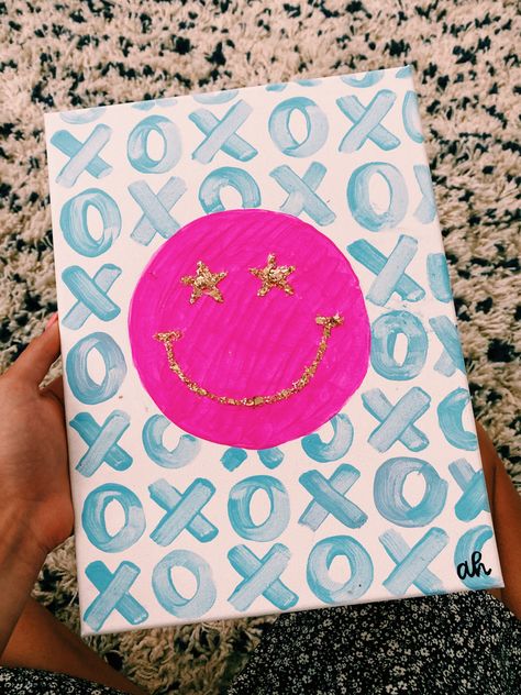 Preppy Dorm Painting, Preppy Painting Ideas Easy, Dorm Room Canvas Painting Ideas, Painting Ideas On Canvas Preppy, Trendy Painting Ideas Vsco, Preppy Paintings Easy, Preppy Painting Ideas, Preppy Paintings Canvases, Preppy Canvas Art