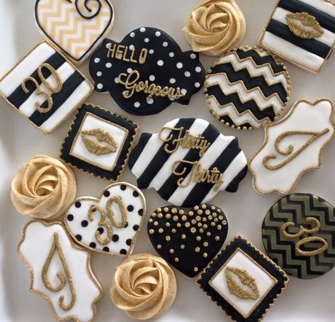 Black And Gold Cookies Decorated, Black And Gold Sugar Cookies, Black Birthday Cookies, Black And Gold Birthday Cookies, Black And Gold Cookies, Gold Birthday Cookies, 60th Birthday Cookies, Black And Gold Birthday, Gold Cookies