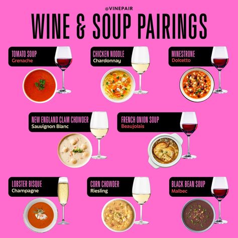 Luxurious Dinner, Wine Paring, Soup Pairings, Wine Pairing Dinner, New England Clam Chowder, Food Pairing, Wine Pairings, Black Bean Soup, Delicious Drink Recipes