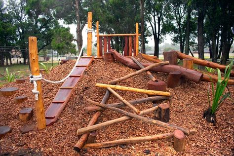 Non-Prescriptive | Timber Creations Log Playground, Natural Outdoor Playground, Outdoor Playscapes, Church Playground, Outdoor Play Space, Play Area Backyard, Backyard Plan, Outdoor Play Areas, Diy Playground