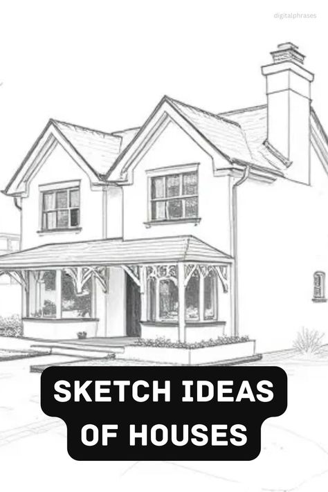 Improve your architectural drawing skills with sketch ideas of houses. These designs range from cozy cottages to elaborate homes. How To Draw A House, Drawing A House, House Sketches, Dream House Drawing, Holiday Writing Prompts, House Exterior Drawing, House Drawings, Narrative Writing Prompts, Architectural Ideas