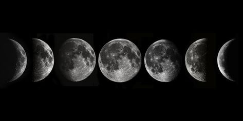 Phases Of The Moon Aesthetic, Moon Cover Photo, Moon Header, 8 Moon Phases, Moon Phases Pictures, Notion Photos, 8 Phases Of The Moon, Dark Header, Moon Banner