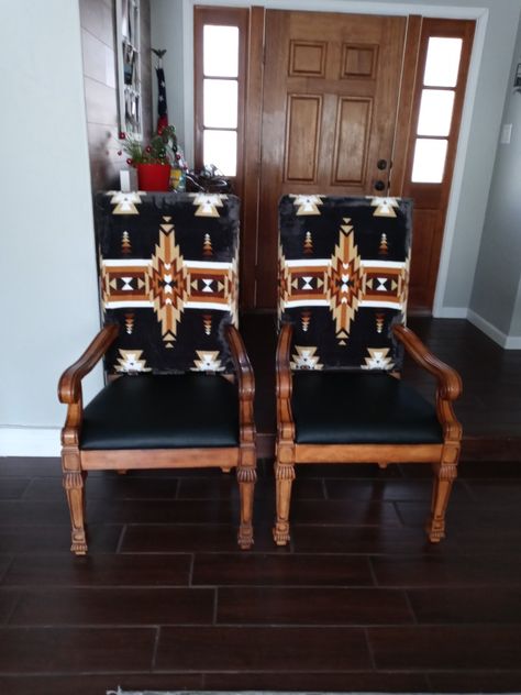 Western Chair Makeover, Pendleton Furniture, Western Chairs, Southwestern Chairs, Farm Furniture, Southwestern Furniture, Western Chair, Southwest Furniture, Cowhide Decor