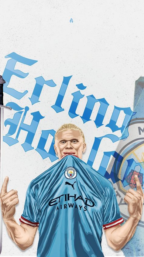 ERLING HAALAND to Man City💙 Man City Team, Versace Wallpaper, Manchester City Wallpaper, Messi Barcelona, Argentina Soccer, مانشستر سيتي, Visual Metaphor, Wayne Rooney, Football Art