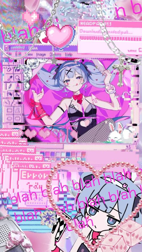 rabbit hole miku 🐰💖🎰🍩🎀🎲⛓️ #vocaloid #miku #kawaii Cute Miku Wallpapers, Rabbit Hole Aesthetic, Deco*27 Rabbit Hole Miku, Rabbit Hole Miku, Kawaii Miku, Deco 27, Miku Hatsune Chibi, Miku Vocaloid, Ipad Background