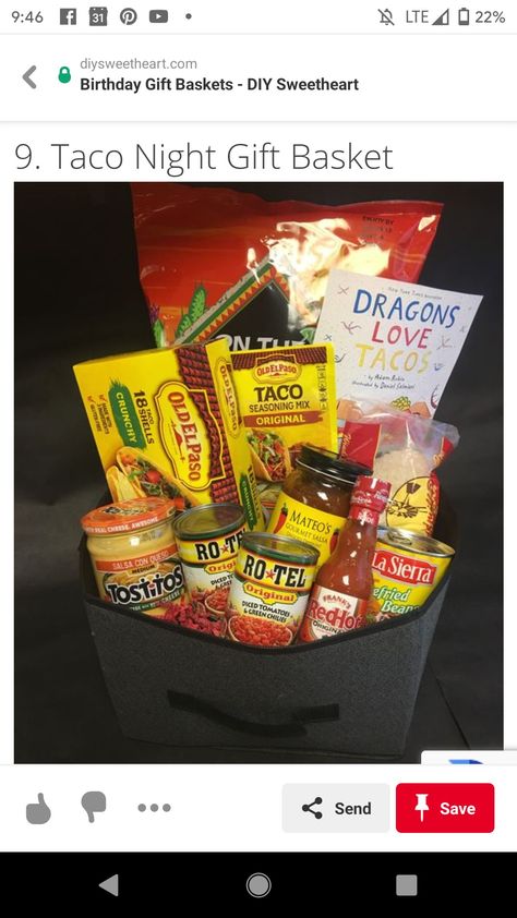 Taco Auction Basket Ideas, Taco Night Raffle Basket, Taco Night Basket, Taco Themed Raffle Basket, Taco Night Gift Basket, Date Night Silent Auction Basket, Dragon Loves Tacos, Family Taco Night, Dragons Love Tacos