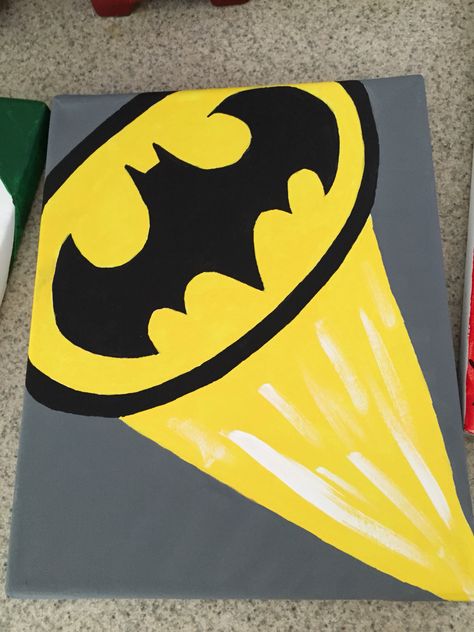 Batman canvas Batman Decorations, Batman Room Decor, Superhero Painting, Batman Painting, Batman Decor, Kids Canvas Art, Simple Canvas Paintings, Cute Canvas Paintings, Easy Canvas Art