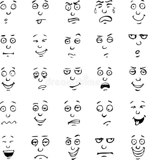 Face Emotions, Cartoon Faces Expressions, Face Doodles, Drawing Cartoon Faces, Cartoon Face, Cartoon Eyes, Face Illustration, Face Sketch, Sketch Notes