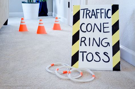 Project Nursery - Traffic Cone Ring Toss Game Construction Themed Birthday Party, Blaze Birthday Party, Police Birthday Party, 4de Verjaardag, Themed Birthday Party Ideas, Blaze Birthday, Construction Theme Birthday Party, Police Birthday, Transportation Birthday