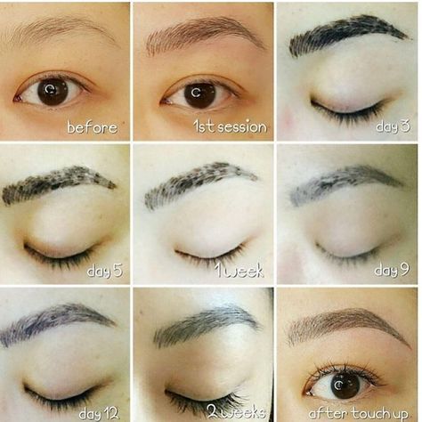 Microblaidng healing process. It is normal to see any of these changes after microblading. It is part of the healing process. Beauty takes time and patience! #microblading#microbladingartist#browartist#microstroking#powderbrows#eyebrowtattoo#eyebrows#makeup#permanentmakeup#browsonfleek#beautiful#brows#face#beauty#3deyebrows#cosmetictattoo#losangeles#hollywood#beverlyhills#lamicroblading#lalife#엘에이#엘에이눈썹#엘에이반영구#반영구화장#반영구눈썹 Microblading Healing Process, Microblading Aftercare, Tattoo Healing Process, Permanente Make-up, Sulam Alis, Permanent Cosmetics, Beautiful Eyebrows, Permanent Makeup Eyebrows, Permanent Eyebrows