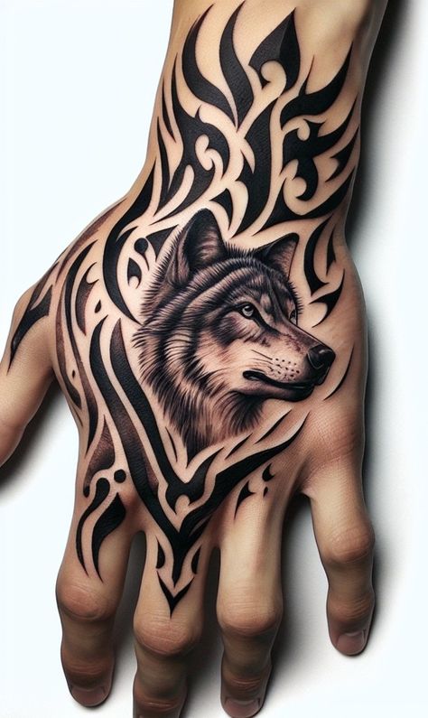 Hand Tattoos For Guys Men, Wild Spirit Tattoo, Celtic Wolf Tattoo, Wolf Tattoos For Women, Wolf Pics, Wolf Tattoos Men, Dog Memorial Tattoos, Wolf Tattoo Sleeve, Spirit Tattoo