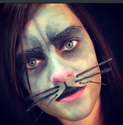 Practice make-up for the Rat in this year's Panto - by Hannah Burdall Rat Face Makeup, Rat Costume Makeup, Rat Make Up, Rat Pretty Makeup, Mouse Makeup Halloween Cute, Diy Rat Costume For Women, Rat Costumes, Charlotte Web Costume, Rat Costume