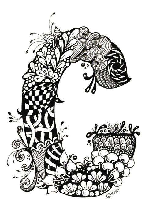 Zantangle Art, Zentangle Kunst, Doodle Art Letters, Pen Art Work, Zentangle Artwork, Zen Style, Pattern Coloring Pages, Detailed Coloring Pages, Adult Colouring Pages