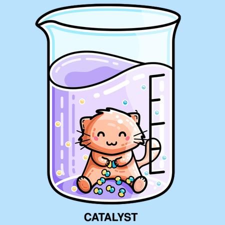 Catalyst cat and chemistry pun - kawaii cute chemical reaction science. Available as nerdy t-shirts etc. Cute Chemistry, Organic Chem, Science Cat, Chemistry Puns, Chemistry Cat, Cat Pun, Day Of The Shirt, Chemical Reaction, Cute Puns