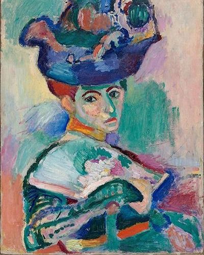 Woman with a Hat by Henri Matisse. https://www.thehistoryofart.org/henri-matisse/woman-with-a-hat/ La Femme au Chapeau, to use its original French title, depicts the artist's wife, Amelie Parayre. The portrait was completed in 1905, just a year before another of his most famous paintings in Le Bonheur de Vivre. The two feature similar colour schemes that were very much a part of the Fauvist movement, of which Matisse was one of the best known contributors. Across his career he would become... Matisse Woman, Matisse Paintings, Most Famous Paintings, Famous Paintings, Fauvism, Henri Matisse, Colour Schemes, Amelie, A Year