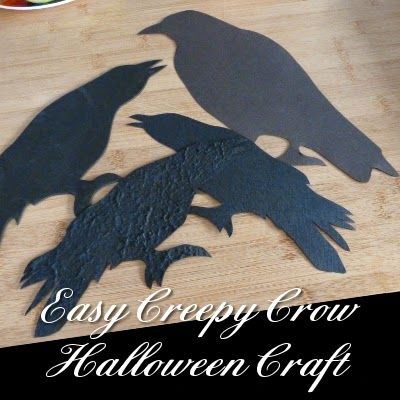 A creepy crow craft for Halloween make some easy wall decorations with these cut-outs Raven Decor, Crow Halloween, Bird Decorations, Halloween Raven, Homemade Halloween Decorations, Creepy Halloween Decorations, Homemade Halloween, Black Crow, Halloween Craft