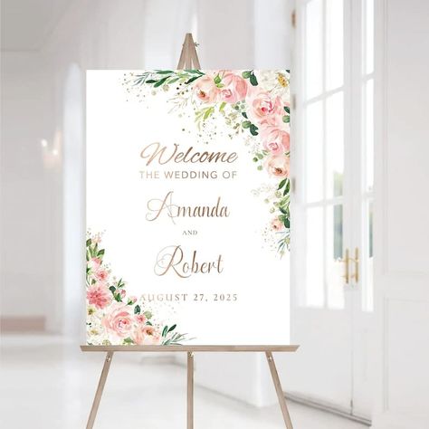 PRICES MAY VARY. Our wedding welcome sign is the perfect way to greet your guests as they arrive. This beautifully designed wedding decor will set the tone for your event and let everyone know they are in the right place. Whether you're looking for a rustic, elegant, or modern welcome sign, we have something to suit every taste. Our wedding signs are made of high-quality materials and are built to last. So please, come on in and enjoy the celebration! Multiple size options 4 mm corrugated plasti Blush Pink Roses, Pink Roses Wedding, Engagement Signs, Deco Rose, Engagement Party Decorations, Rose Blush, Wedding Welcome Sign, Welcome To Our Wedding, Digital Weddings