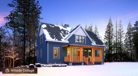 2 Story Open Concept Cottage House Deep Porch, Country Cottage House, Country Cottage House Plans, Cottage House Plan, Cottage Retreat, Open Concept Layout, Sliding Barn Doors, Cottage Plan, Cottage House