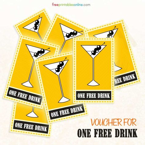 Free Printable Drink Voucher - Free Printables Online Ticket Template Free Printables, Coupons Template, Drink Voucher, Printable Vouchers, Ticket Template Free, Drink Ticket, Printable Tickets, Ticket Design, Coupon Template