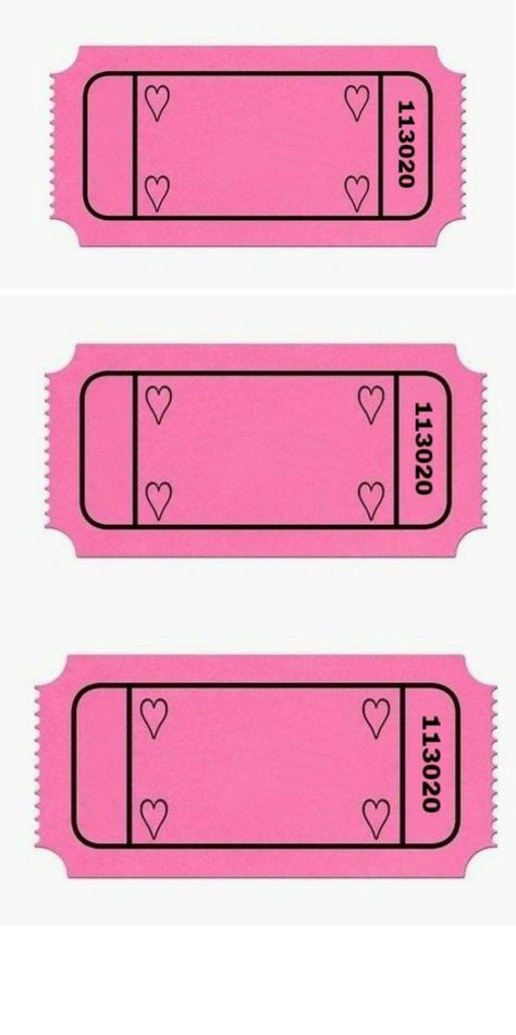 Cute Tickets, Pink Tickets, Bff Cards, Valentine Card Template, Party Tickets, Cute Couple Gifts, Ticket Template, Diy Presents