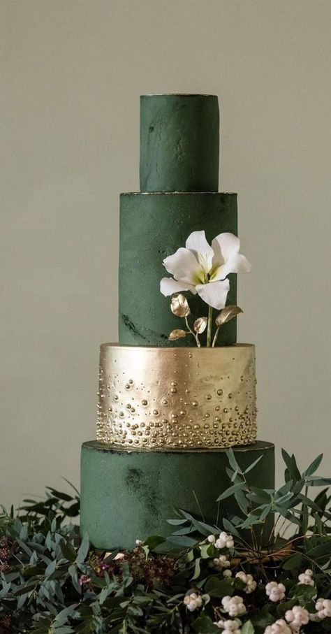 50 Romantic Wedding Cakes Love's Sweet Symphony : Elegance 3 Tier Pearl Wedding Cake Emerald Green Wedding Cakes, Emerald Quince, Emerald Wedding Cake, Wedding Cake Emerald Green, 4 Tier Cake, Network Event, Wedding Cake Pearls, Olive Green Weddings, Wedding Cake Images