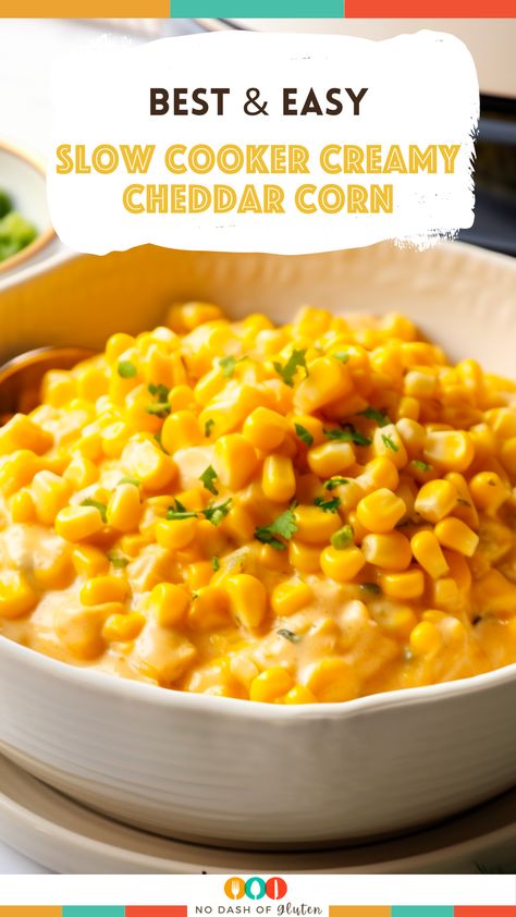 Sweet Corn Crockpot Recipes, Corn Side Dish Recipes Crock Pot, Crock Pot Creamy Corn, Slow Cooker Cheddar Corn With Bacon, Slow Cooker Cheddar Corn, Crockpot Cheesy Corn, Cheesy Cream Corn Crock Pot, Slow Cooker Creamy Cheddar Corn, Crockpot Vegetables