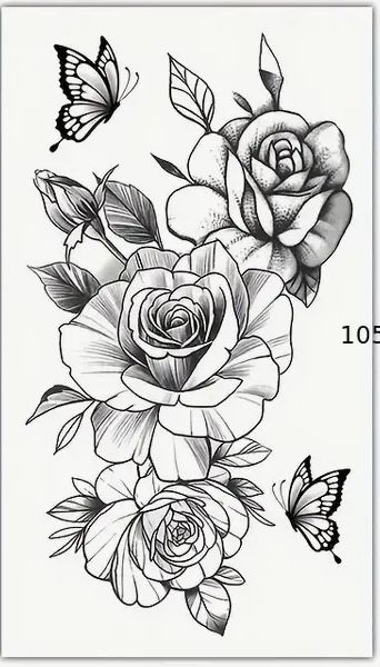 Rose Tattoo With Butterflies, Butterfly And Roses Tattoo, Rose Butterfly Tattoo, Rose And Butterfly Tattoo, Butterfly With Flowers Tattoo, Mama Tattoo, Realistic Rose Tattoo, Cute Tattoos On Wrist, Rose Butterfly