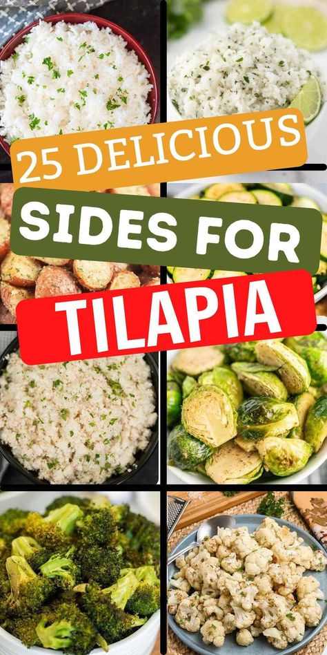 25 of the best sides for tilapia that are easy to prepare. Great side dishes that everyone will enjoy with tilapia. Tilapia is a great dinner option and takes minutes to prepare. We have the best side dishes that are also quick and easy with simple ingredients. #eatingonadime #tilapiasidedishes #quickandeasysidedish Sides For Tilapia, Side Dishes For Tilapia, Tilapia Sides, Tilapia Side Dishes, Tilapia Dishes, Great Side Dishes, Tilapia Dinner, Healthy Tilapia, Low Calorie Side Dishes