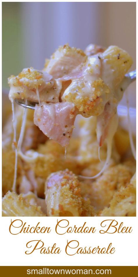 Chicken Cordon Bleu Pasta Casserole, Cheese Rigatoni, Cordon Bleu Pasta, Sweet Ham, Chicken Cordon Bleu Pasta, Easy Chicken Cordon Bleu, Cordon Bleu Casserole, Chicken Cordon Bleu Casserole, Rigatoni Pasta