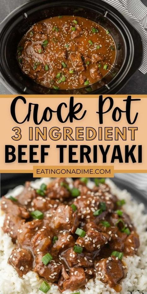 Teriyaki Beef Recipe, Beef Teriyaki Recipe, Crock Pot Stew Meat Recipes, Beef Stew Meat Recipes, Beef Teriyaki, Teriyaki Stir Fry, Crockpot Steak, Crock Pot Beef, Teriyaki Recipe