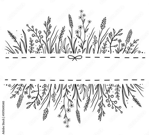 Natural Crafts, Wild Herbs, Zentangle Tutorial, Simple Hand Embroidery Patterns, Page Borders Design, Flowers Vector, Business Logos, Pola Sulam, Flower Doodles