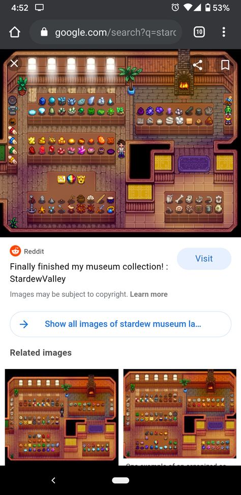 Stardew Valley Complete Museum, Finished Museum Stardew Valley, Stardew Museum Collection, Stardew Valley Donation Layout, Organized Museum Stardew, Rainbow Museum Stardew, Museum Stardew Valley Layout, Stardew Museum Layout Complete, Stardew Valley Museum Collection