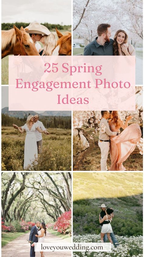 Planning your spring engagement photo shoot? We’re sharing 25 gorgeous engagement photo ideas for spring. Whether you’re looking for spring engagement outfit ideas, locations, poses, or general tips, we have all of the best classy, country, and casual spring engagement picture ideas. Click through for more! Engagement Photos Outfits Spring, Spring Engagement Pictures, Spring Engagement Photos Outfits, Classy Country, Engagement Picture Ideas, Country Engagement Pictures, Engagement Picture Outfits, Spring Engagement Photos, Creative Poses