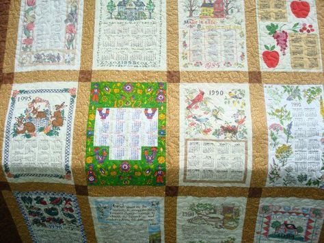 Tea Towels Crafts, Calendar Quilts, Handkerchief Crafts, Towel Ideas, Quilt Hangers, Vintage Calendar, Handmade Personalized Gifts, Vintage Tea Towels, Towel Crafts