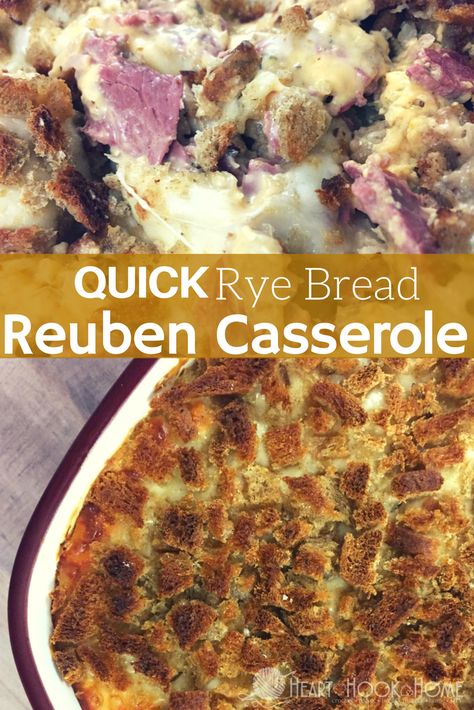 Quick Rye Bread Reuben Casserole Recipe http://hearthookhome.com/quick-rye-bread-reuben-casserole-recipe/?utm_campaign=coschedule&utm_source=pinterest&utm_medium=Ashlea%20K%20-%20Heart%2C%20Hook%2C%20Home&utm_content=Quick%20Rye%20Bread%20Reuben%20Casserole%20Recipe Reuben Recipe, Reuben Casserole, Hot Mustard, Corned Beef Recipes, We Have A Winner, Wanting More, Rye Bread, Ooey Gooey, Easy Casserole Recipes