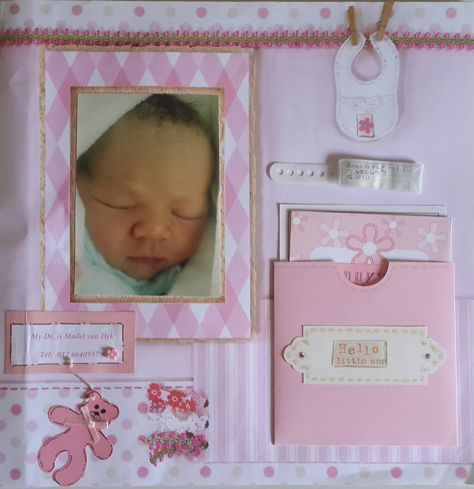 Baby Girl Birth Layout - Scrapbook.com Scrapbook Baby Book Ideas, Scrapbook Bebe, Baby Scrapbook Album, Baby Scrapbook Pages, Scrapbooking Layouts Baby, Baby Layouts, Baby Boy Scrapbook, Baby Memory Book