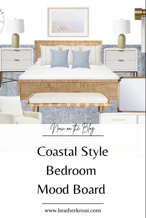 Coastal House Mood Board, Coastal Bedroom White Furniture, Coastal Chic Furniture, Modern Coastal Bedroom Furniture, Coastal Bedroom Furniture Sets, Coastal Bedroom Mood Board, Coastal Bedroom Wallpaper, Coastal Chic Bedroom Inspiration, Beach Bedrooms Coastal Style