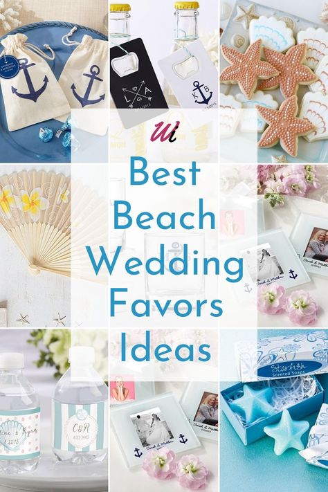 A beach themed summer wedding requires its own organization to make it perfect. Among the things that you will need to bestow a lot of attention are wedding giveaways for guests. You should choose your party favors to match the outdoor theme of the beach wedding. Here are 14 best and Unique Beach Wedding Favors and gifts party Ideas on A budget your guests will love! from Flip Flops, Personalized Shot Glass, Tropical Fan, Nautical wedding favors and Cookies. #beachweddingfavors #coolweddingideas Beach Wedding Favor Ideas, Beach Theme Favors, Beach Wedding Party Favors, Beach Theme Wedding Favors, Beach Favors, Nautical Wedding Favors, Beach Party Favors, Beach Themed Wedding, Cookie Wedding Favors