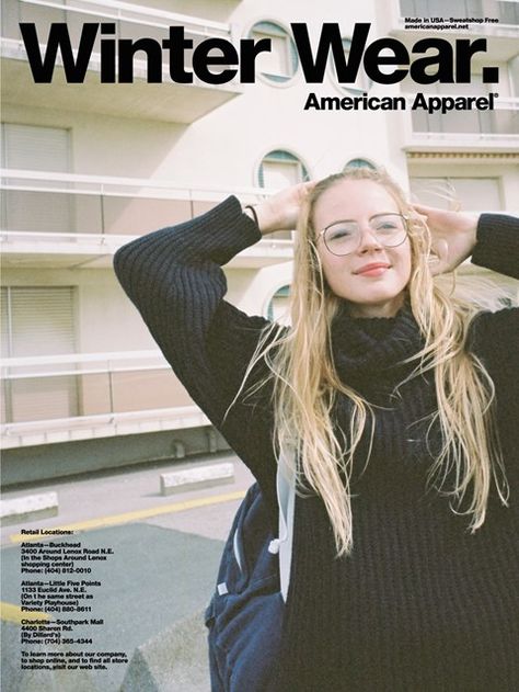 American Apparel Aesthetic, Apparel Aesthetic, American Apparel Ad, American Apparel Style, Vintage Hollywood Glamour, Buckhead Atlanta, Walk Of Fame, Couture Collection, Winter Wear