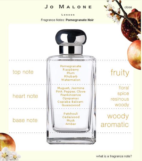 Joe Malone "Pomegranate Noir" Great !!! Joe Malone Perfume, Essential Oil Cologne, Perfume Diy, Perfume Tips, Jo Malone Pomegranate Noir, Pomegranate Noir, Scent Blends, Essential Oil Perfumes Recipes, Homemade Perfume