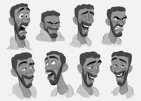 Pixar Animation Studios Guy Expressions Drawing, Disney Expression Sheet, Character Turnaround Male, Character Face Expressions, Asian Character Design Male, Expression Chart, Pixar Character Design, Expressions Drawing, Character Expressions